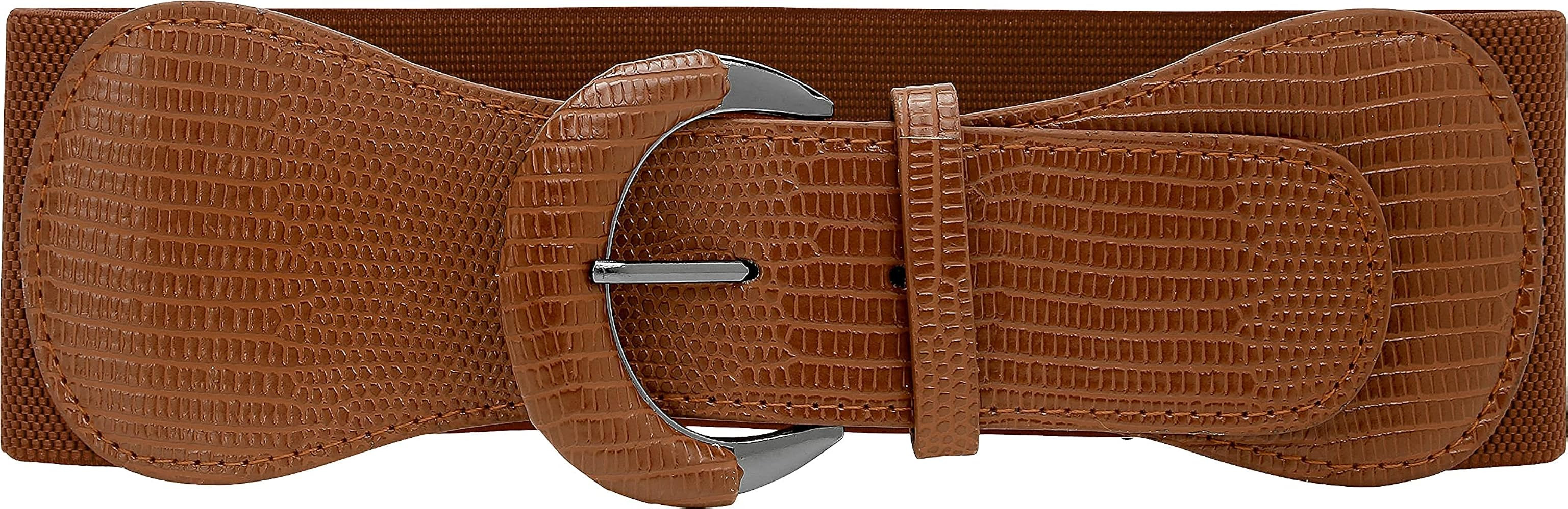 BlackButterfly Wide PU Elastic Stretch Thick Buckle Waist Belt | Amazon (US)