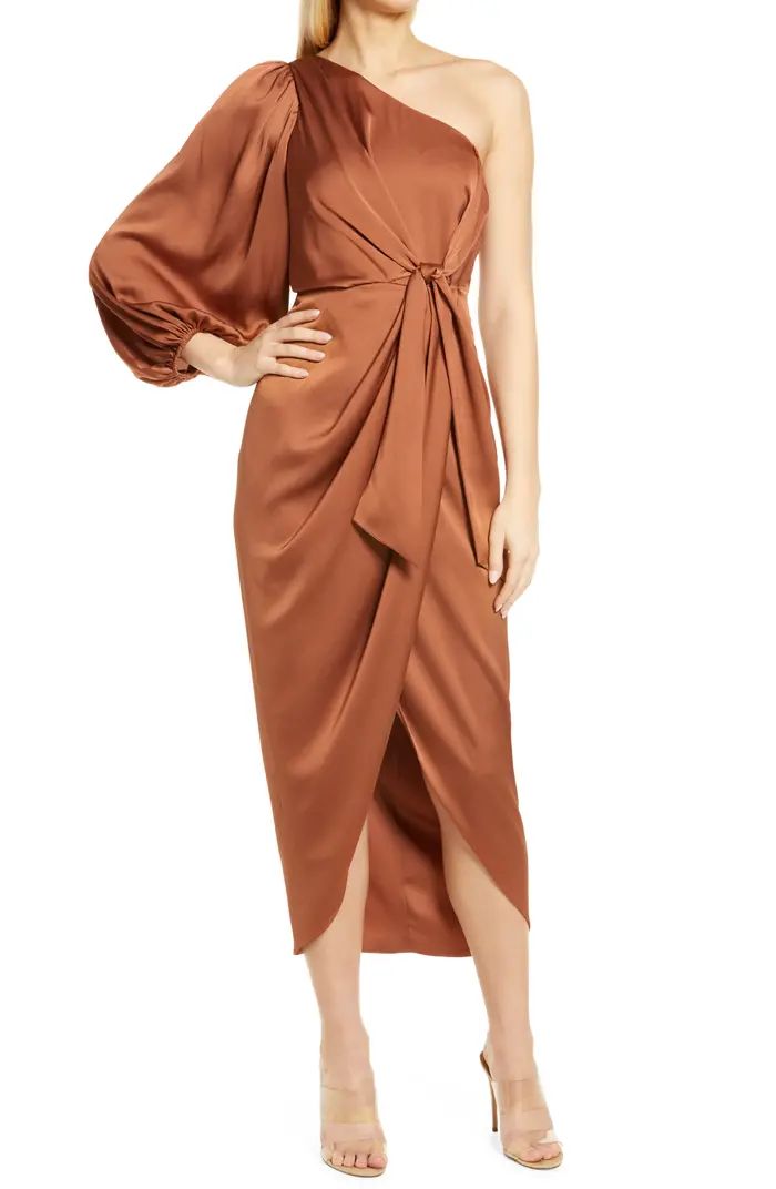 Shona Joy Luxe Tie Front One-Shoulder Gown | Nordstrom | Nordstrom