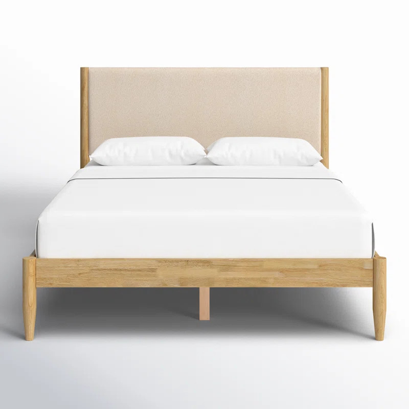 Beiler Solid Wood Boucle Upholstered Headboard Bed Frame | Wayfair North America