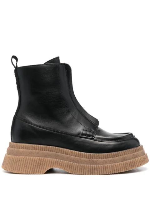 GANNI chunky-sole zip-fasten Boots - Farfetch | Farfetch Global