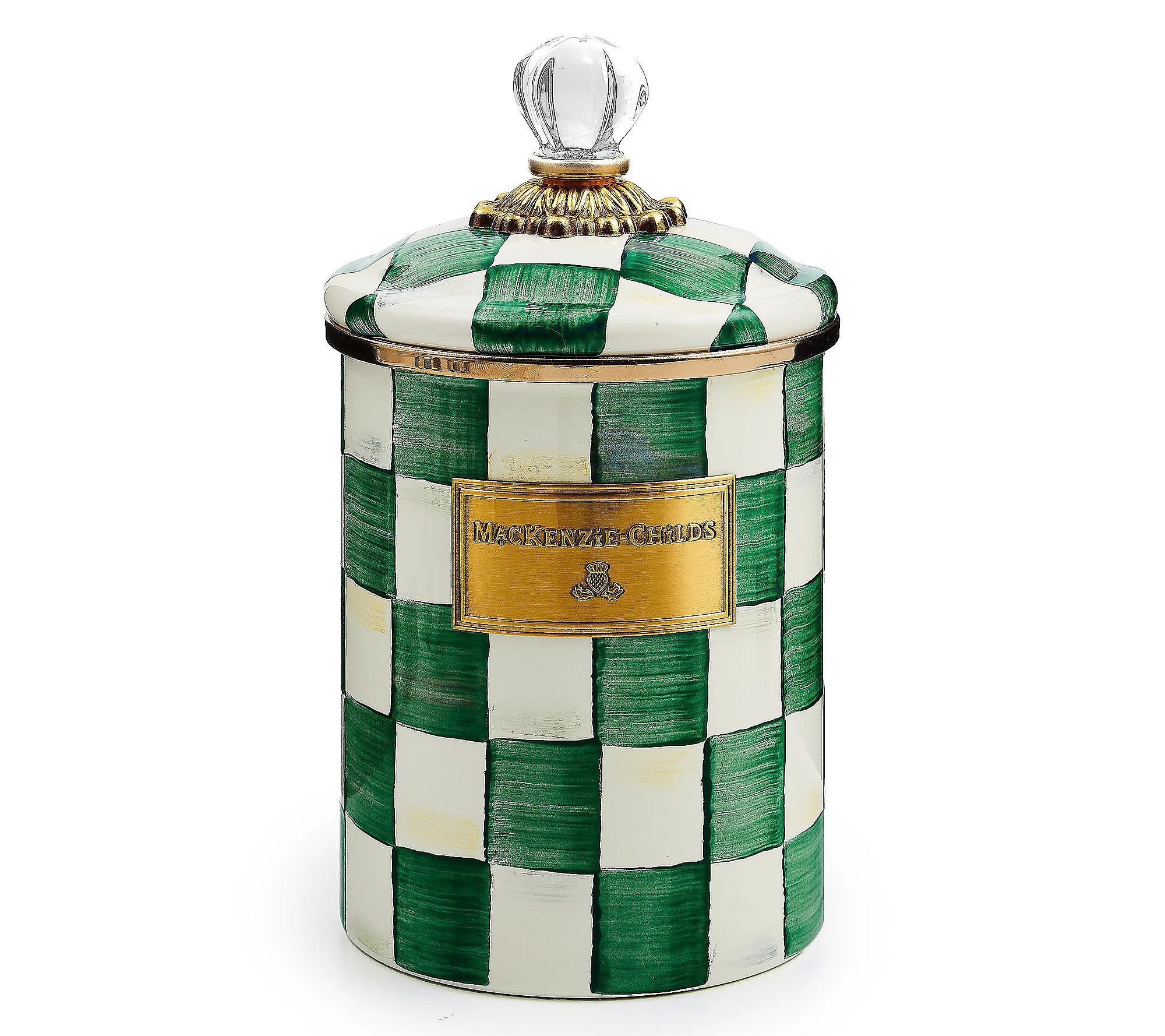 As Is MacKenzie-Childs Medium Check Enamel Canister | QVC