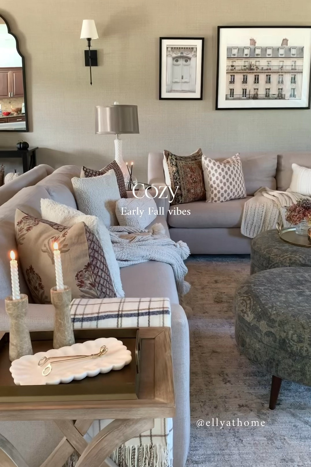 Cozy early fall vibes. Shop fall, neutral throw pillows, throw blankets, candles, candleholders, sofa, artwork. 

#LTKHome #LTKVideo #LTKSaleAlert