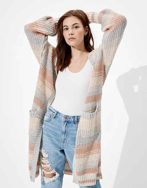AE Oversized Striped Cardigan | American Eagle Outfitters (US & CA)