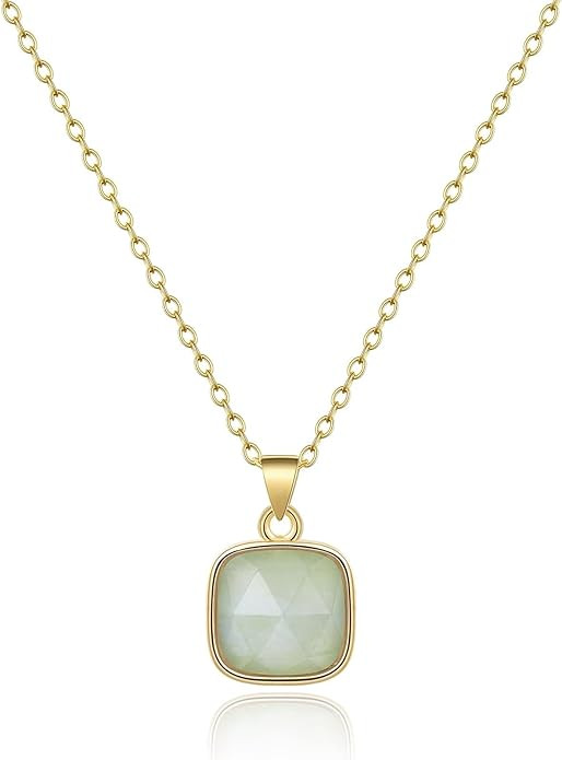 KissYan Healing Crystal Necklace, 14K Gold Plated Natural Stone Pendant Necklace Reiki Quartz Ame... | Amazon (US)