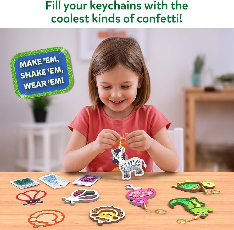 Skillmatics Shake-its – Glitter Craft Kit for Kids, DIY Animal Arts & Crafts with Keychains, Me... | Amazon (US)