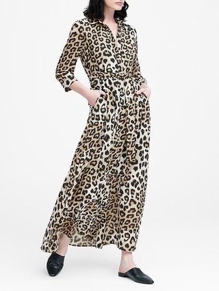 Leopard Print Maxi Shirtdress | Banana Republic US
