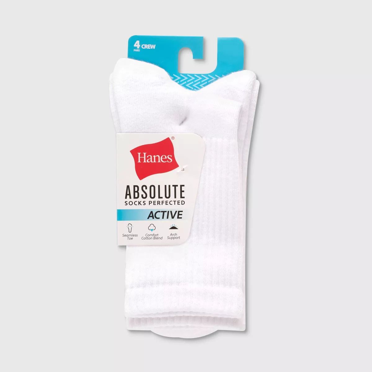 Hanes Women's 4pk Absolute Active Crew Socks - White 5-9 | Target