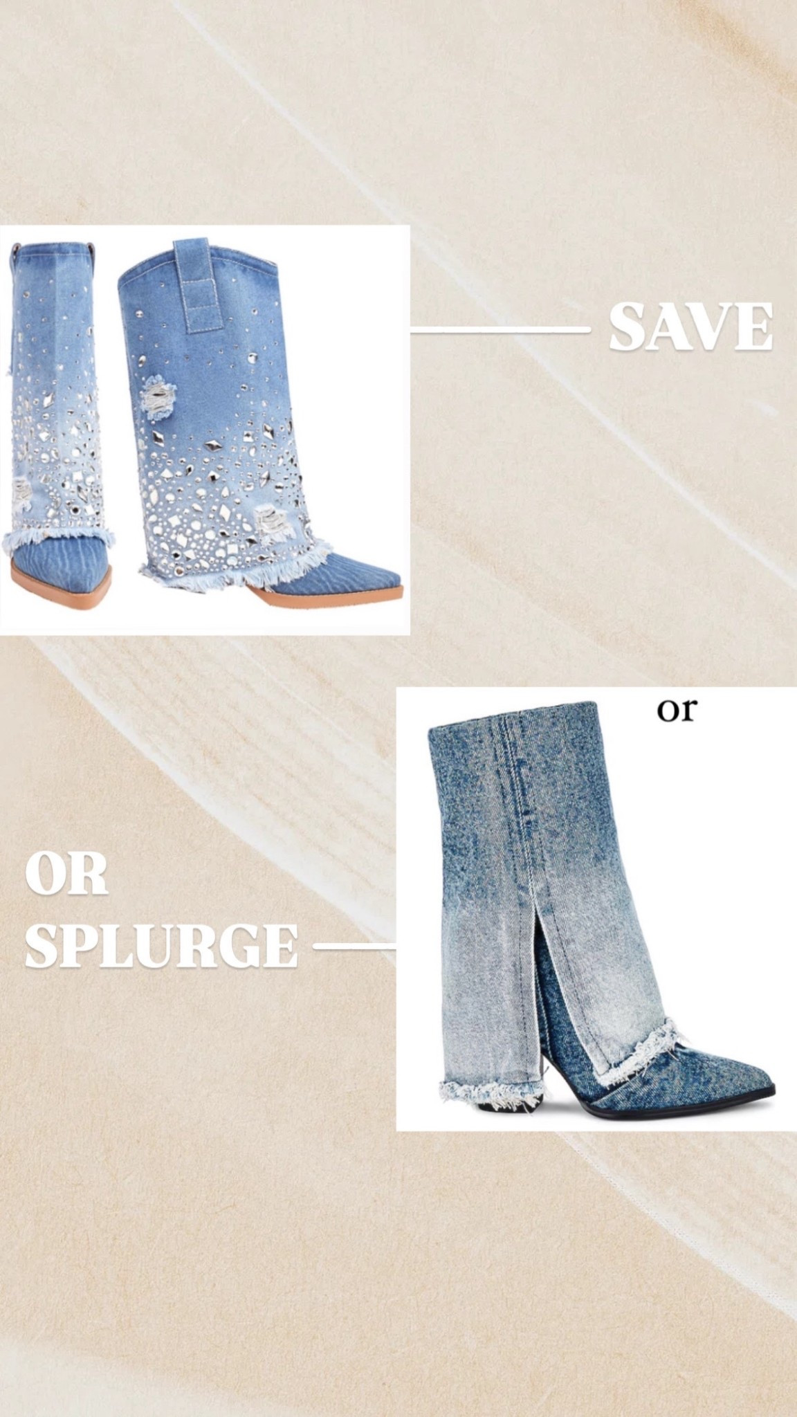 Save or splurge? Steve Madden or Amazon denim cowboy boots. So cute! #AmazonFashion

#LTKStyleTip #LTKShoeCrush #LTKFindsUnder50