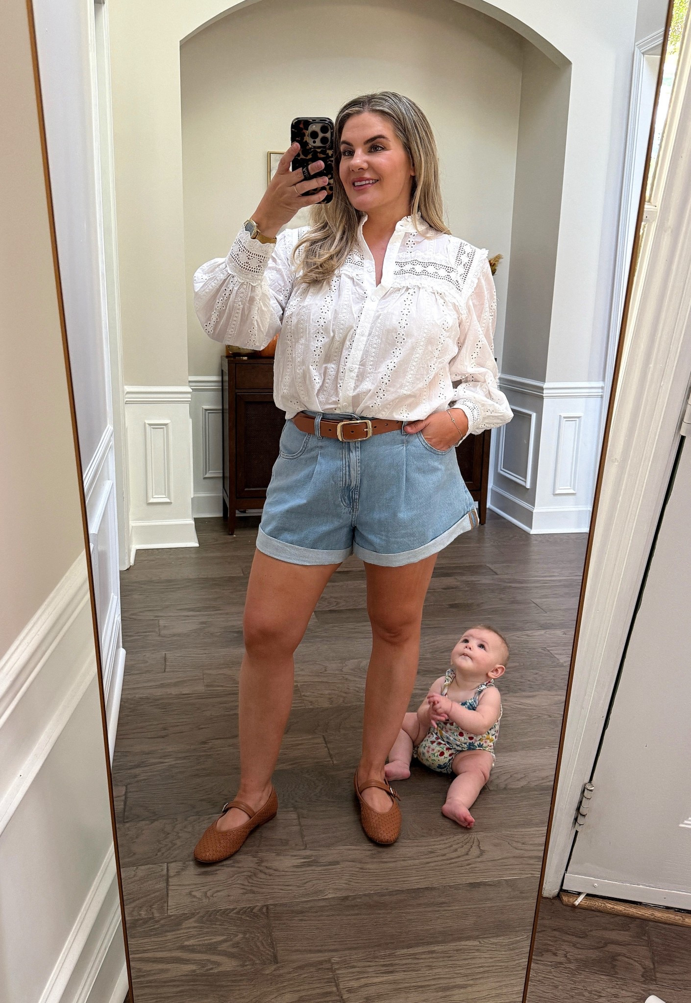 White eyelet top, jean shirts, preppy, casual, Mary Jane’s 

#LTKFindsUnder100 #LTKMidsize #LTKFallSale