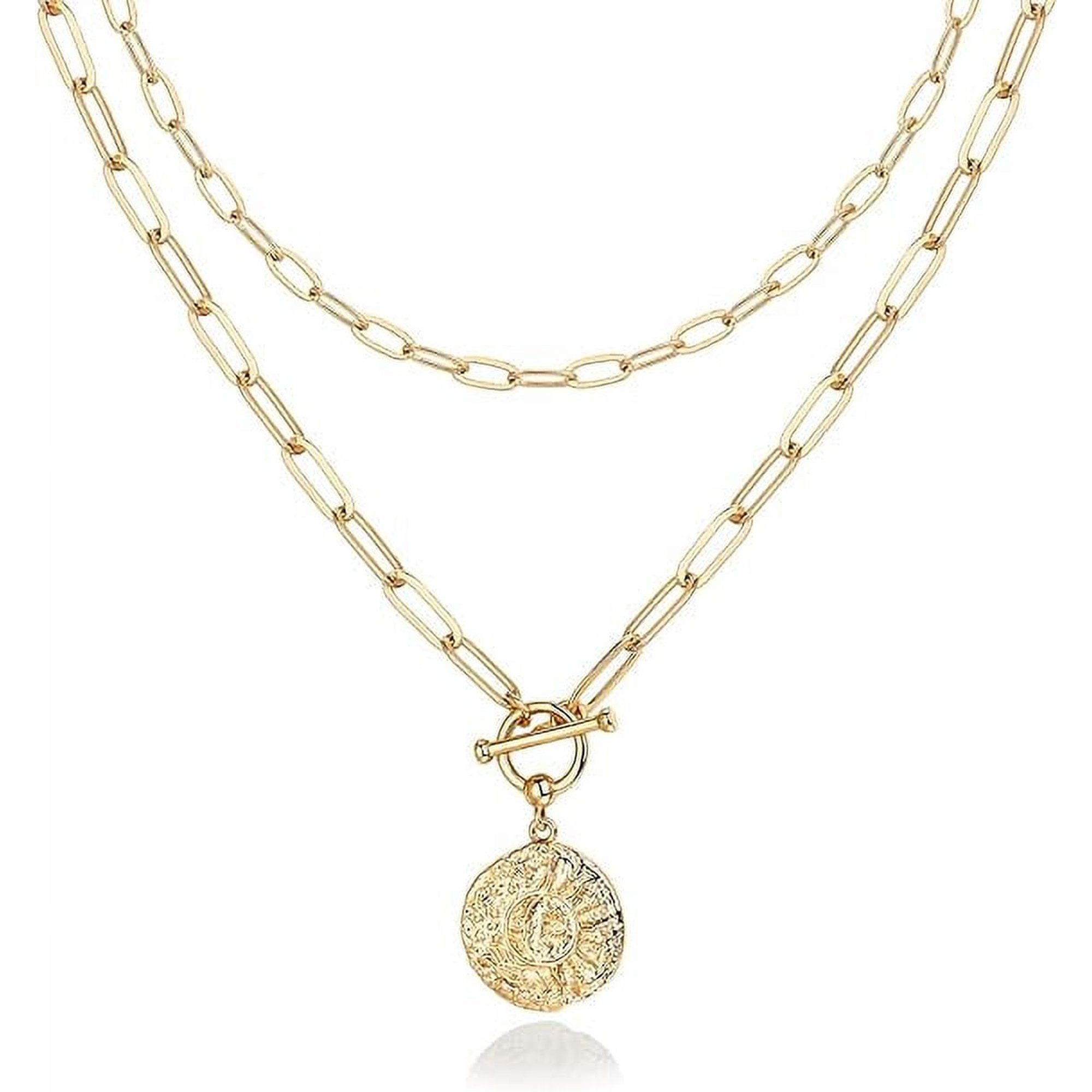 PAVOI 14K Gold Plated Layered Sun and Lock Pendant Necklace | Layering Necklaces for Women | Dain... | Walmart (US)