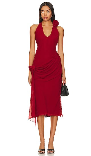 Shayla Midi Dress in Burgundy | Revolve Clothing (Global)