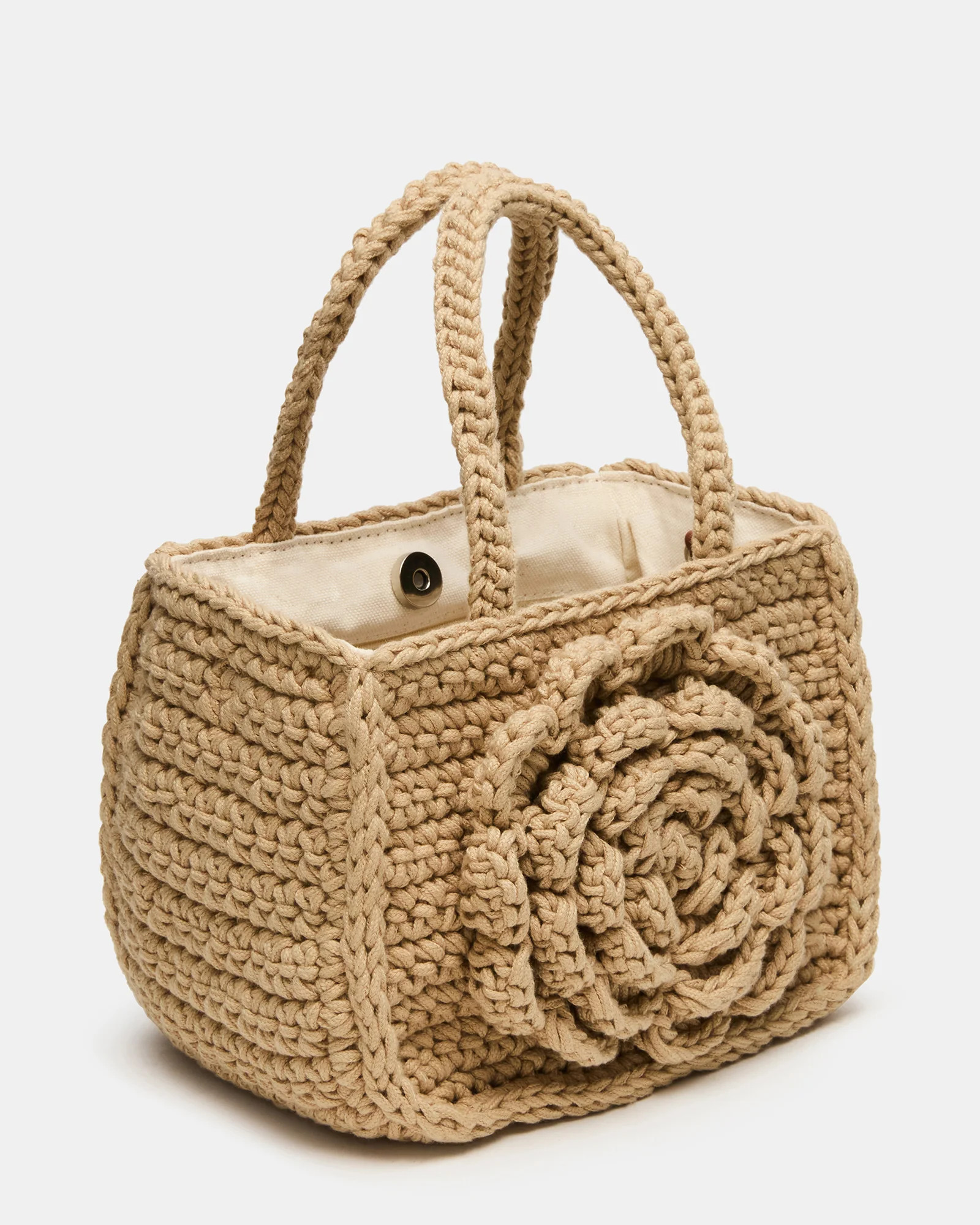 LUVLY Bag Natural Mini Top-Handle Flower Decal Crochet Crossbody Handbag | Steve Madden (US)
