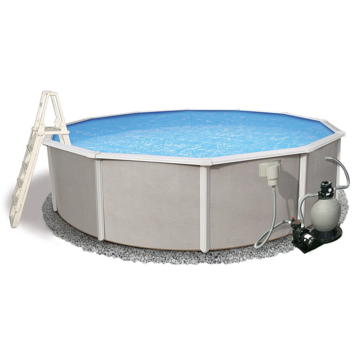 Belize Round 52-in Deep 6-in Top Rail Swimming Pool Package | Wayfair North America
