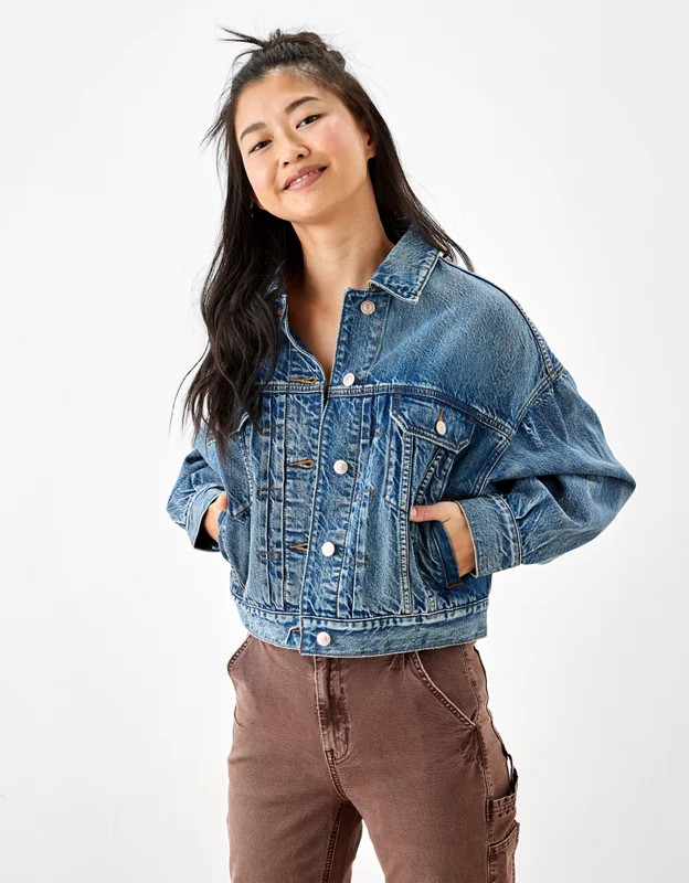 AE Cropped Denim Jacket | American Eagle Outfitters (US & CA)