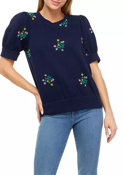 Women's Puff Sleeve Floral Embroidered Top | Belk