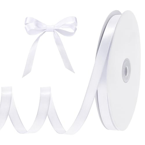White Ribbon 3/8 Inch 120 Yards Thin Ribbon White Satin Ribbons for Hair Gift Wrapping Bow Making Gift Bags Jewelry Beaded String Balloon Sewing Cards DIY Crafts | Amazon (US)