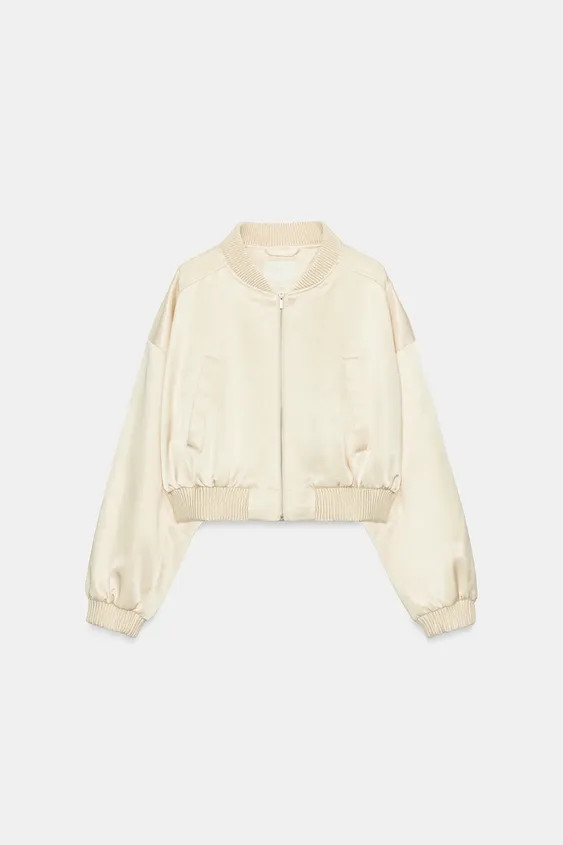 SATIN CROPPED BOMBER JACKET | Zara UK