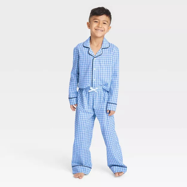 Kid's Gingham Matching Family Pajama Set - Blue | Target