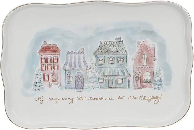 Creative Co-Op Stoneware Platter with Village Christmas Scene It's Beginning To Look A Lot Like C... | Amazon (US)