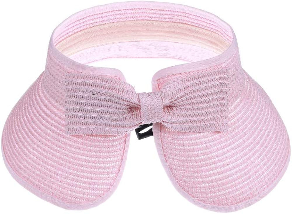 Kids Summer Roll Up Sun Visor Hat Wide Brim Straw Beach Hat Cap Sun Hats with Bow for Girls | Amazon (US)