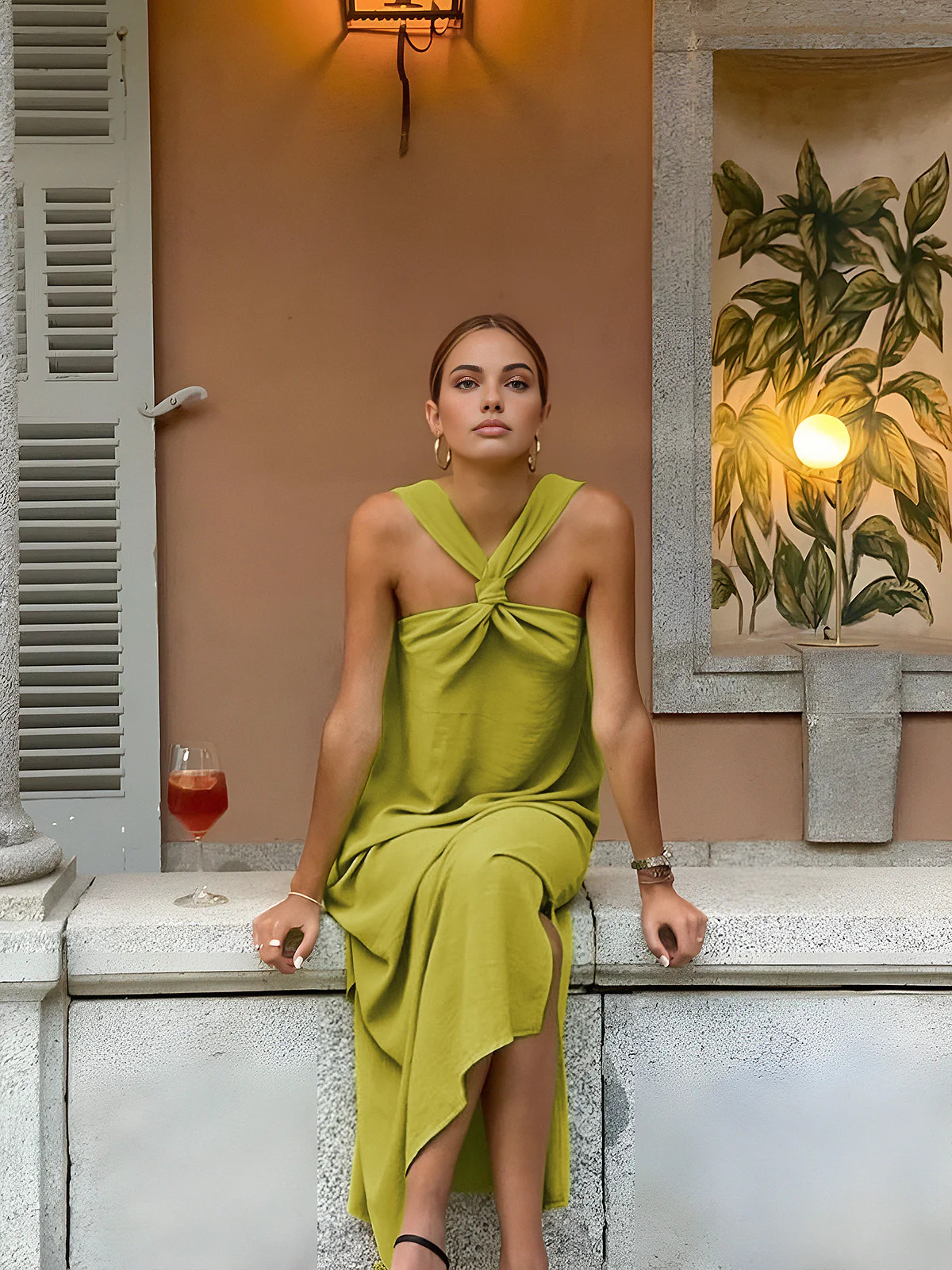 Cross Halter Split Long Dress | Commense