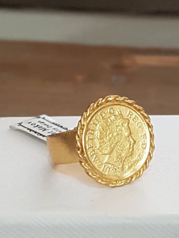 Gold coin ring coin pinky ring gold signet ring coin signet | Etsy | Etsy (US)
