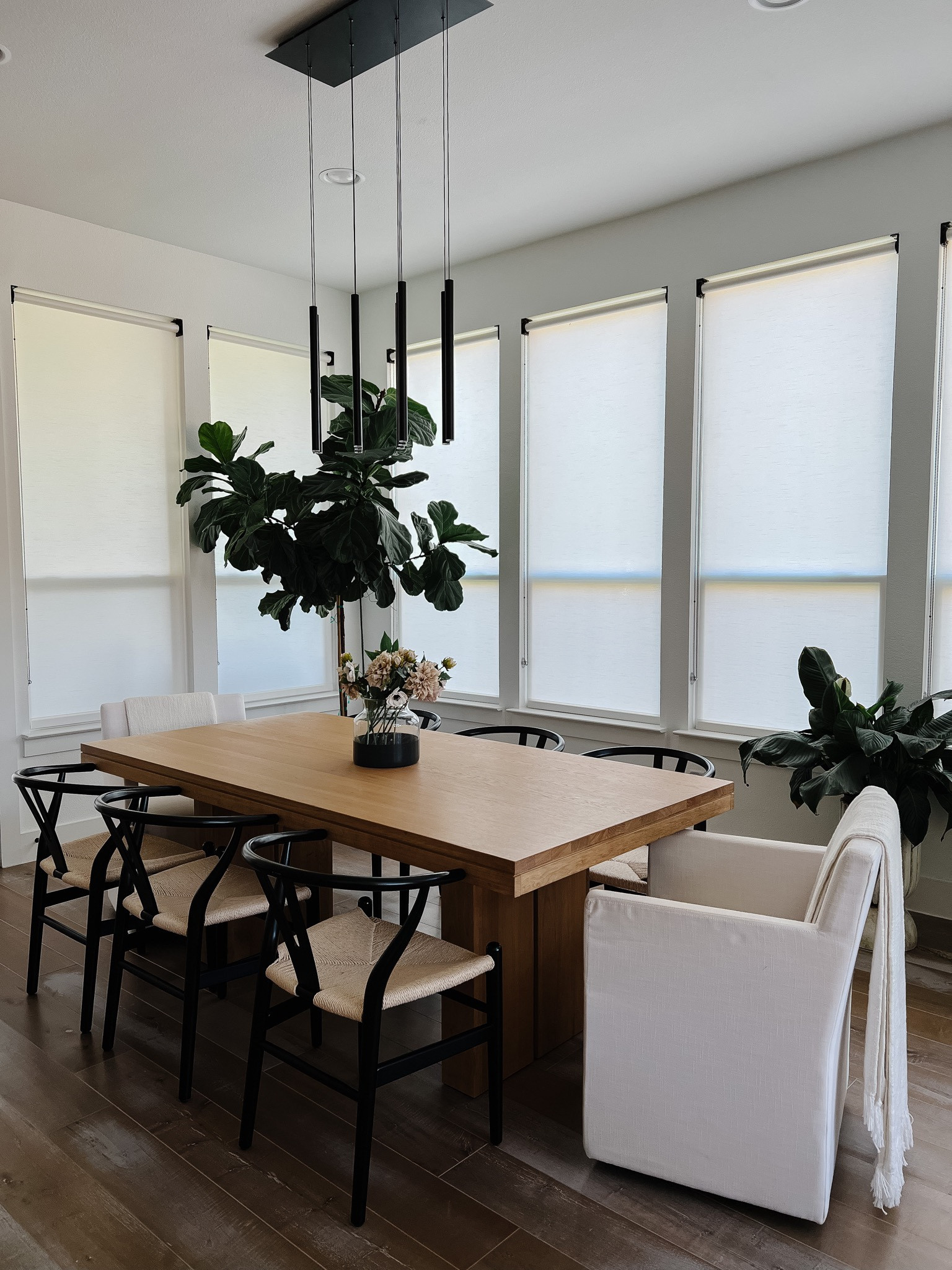 Dining room refresh. Love how simple and clean the dining room feels! My dipped vase is currently on sale for 70% off! Linking other dining items and similar dining table that is on sale for 30% off! 

#LTKhome #LTKsalealert #LTKstyletip