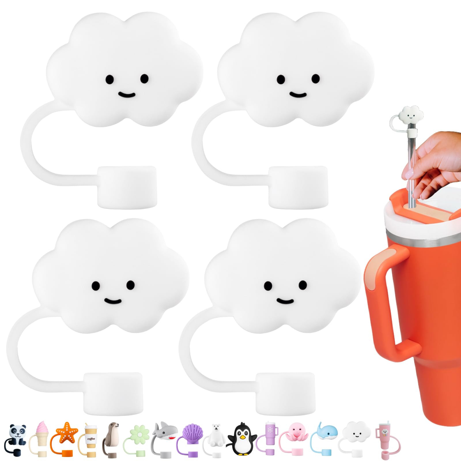 4Pcs Straw Cover Cap for Stanley 40oz Cup, Reusable Cloud Shape Straw Toppers, Food Grade Drinkin... | Amazon (US)