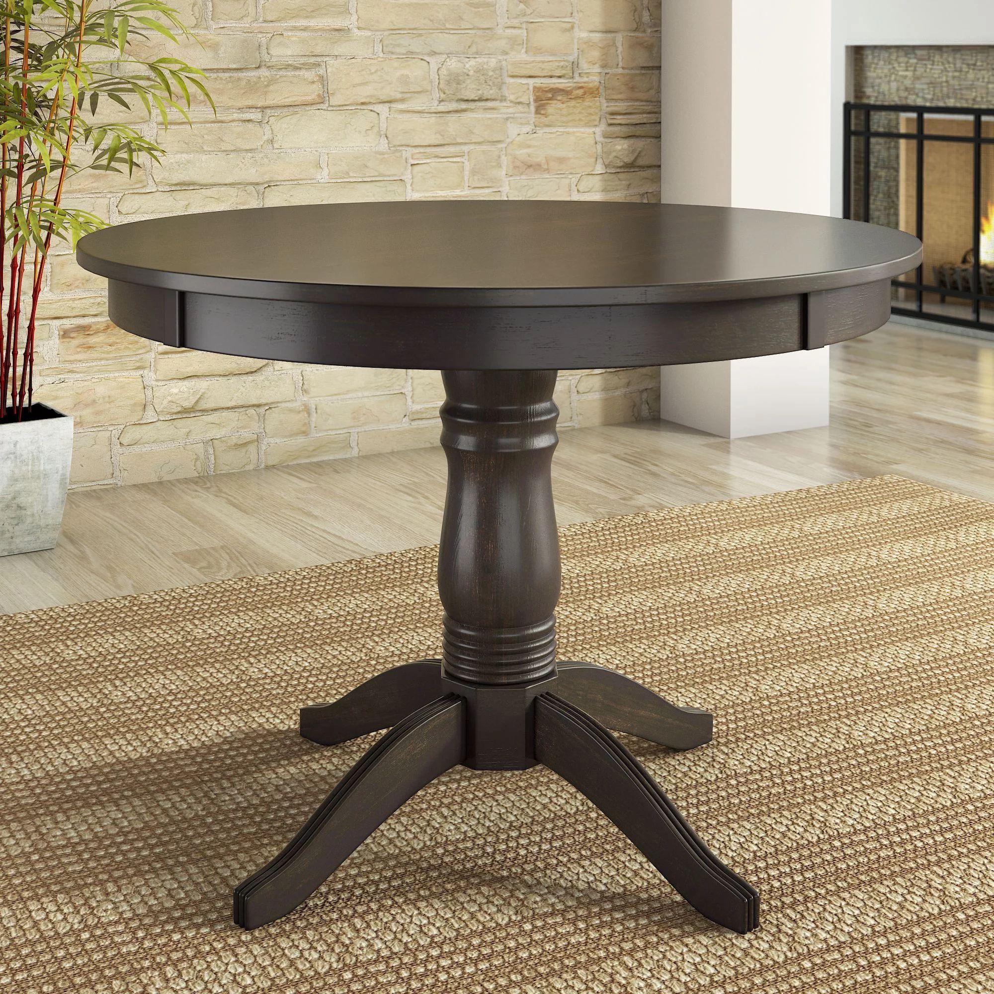 Lexington 42" Round Wood Pedestal Base Dining Table, Black | Walmart (US)