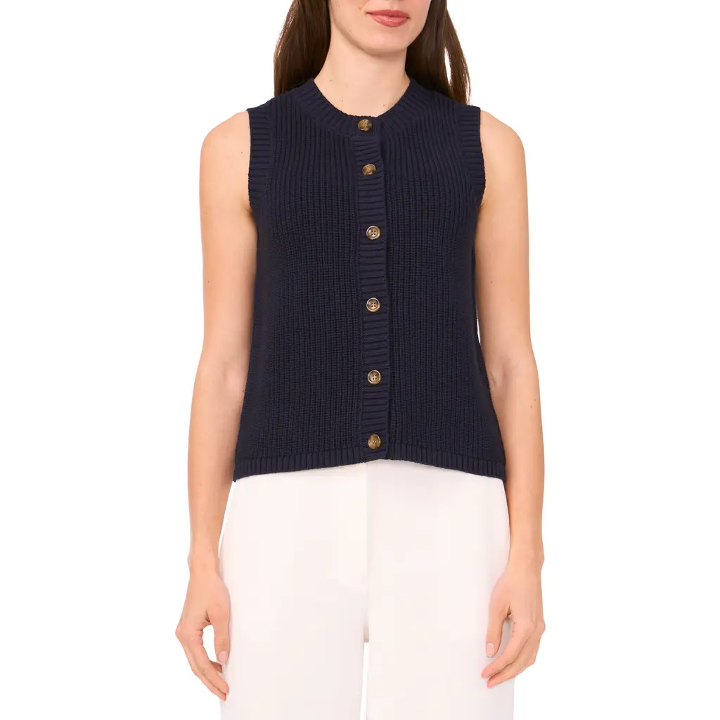 Halogen® Sleeveless Cotton Cardigan in Navy Depths at Nordstrom Rack, Size X-Small | Nordstrom Rack