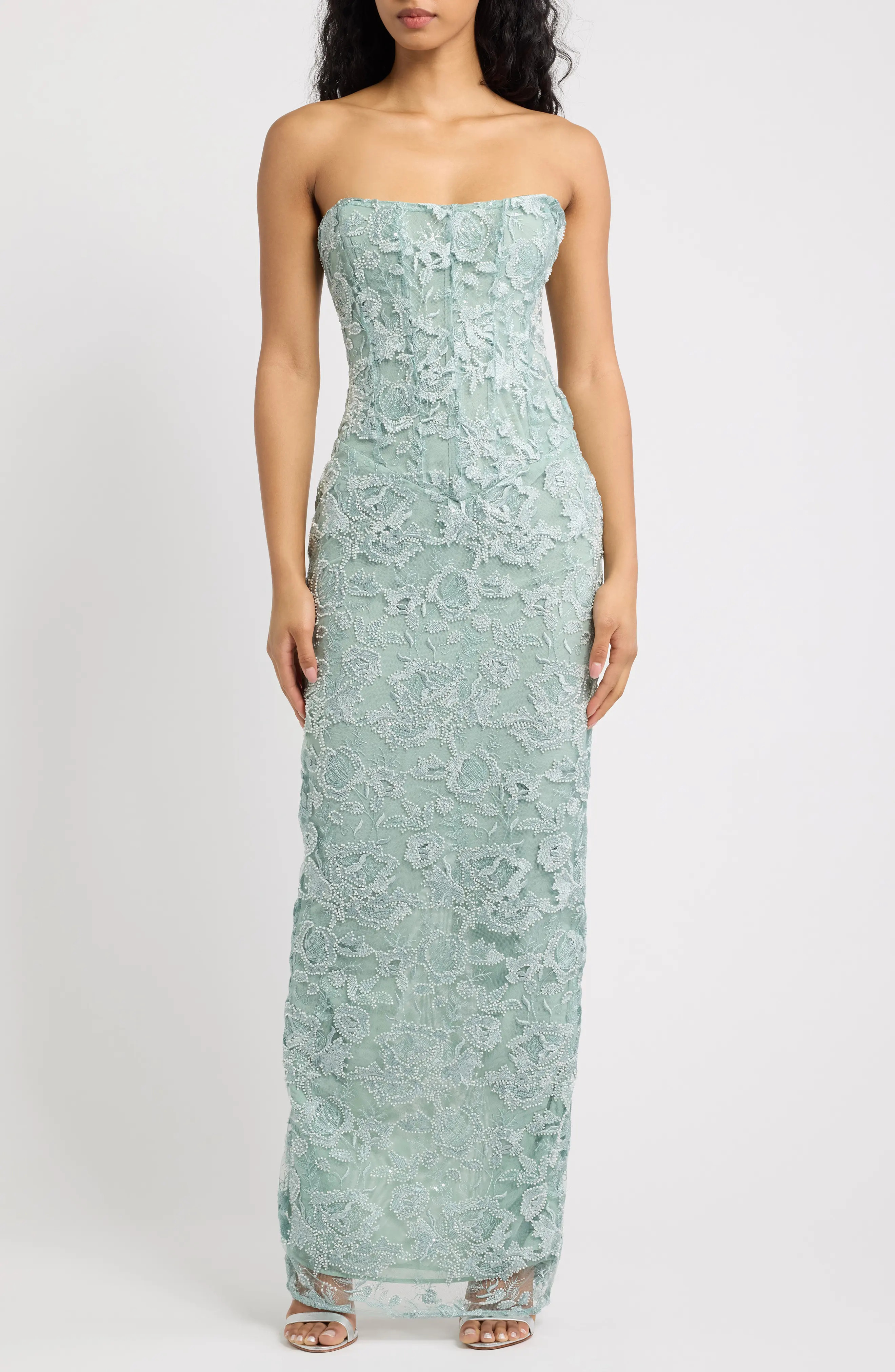 HOUSE OF CB Anisa Hand Beaded Strapless Maxi Dress (Women) | Nordstrom | Nordstrom