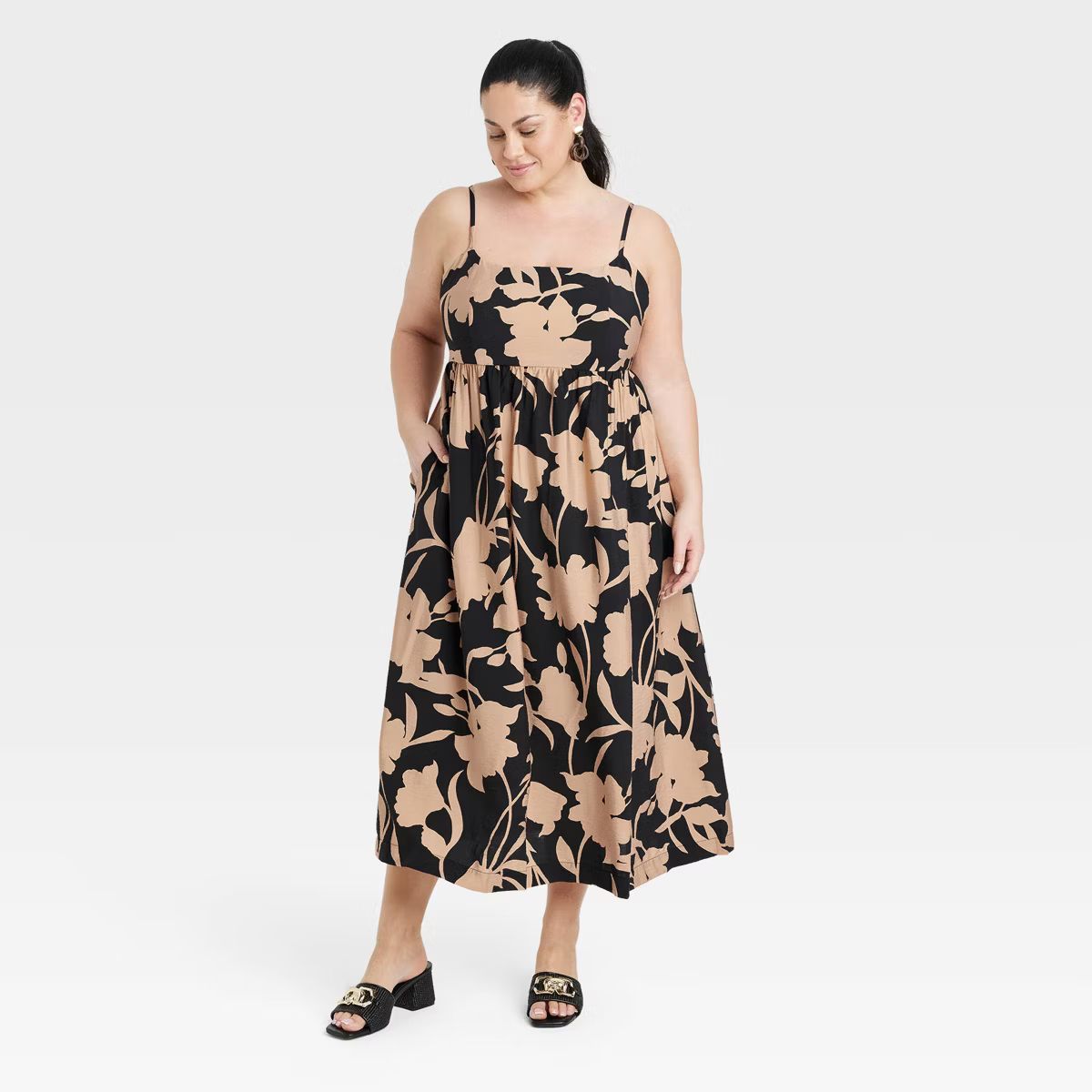 Women's Best Ever Midi Dress - A New Day™ Tan/Black Print 1X | Target