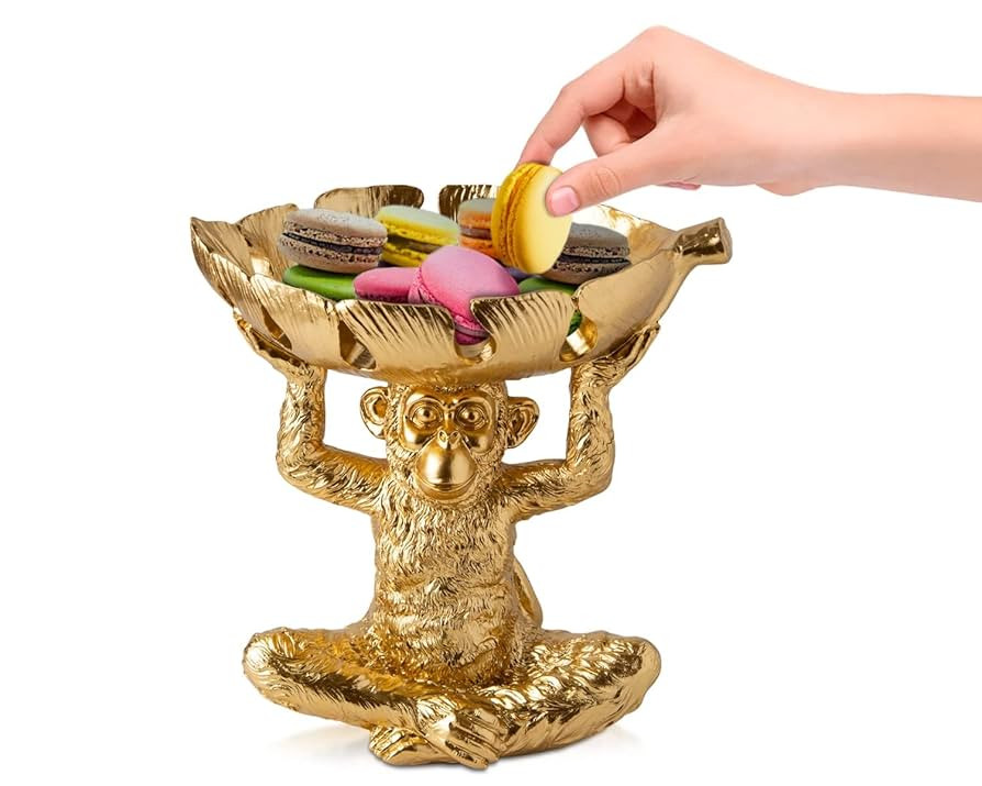 Adorable Monkey Decorative Bowl – Detailed Resin Sculpture w/Split Leaf Dish for Snacks, Nuts, ... | Amazon (US)