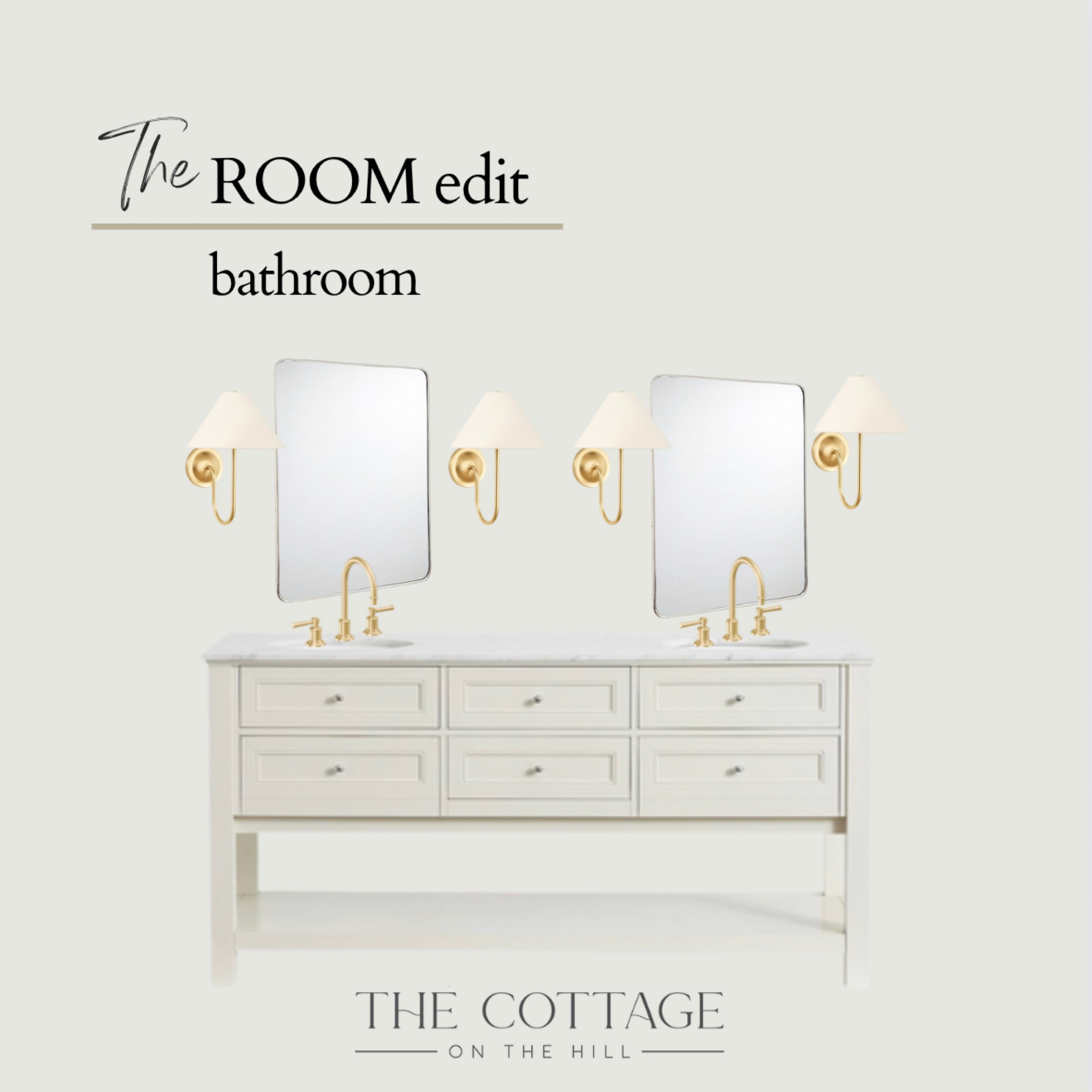 The Room Edit: bathroom. Spa bathroom accents with a classic cream vanity. Timeless scones with a pretty curve detail. Master bathroom. Transitional neutral bathroom. 

#LTKhome #LTKFind #LTKstyletip