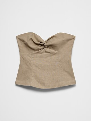 Linen-Blend Strapless Knot-Front Top | Banana Republic Factory