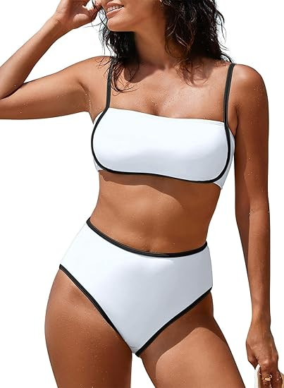 Pink Queen 2026 Women's High Waisted Bikini Sets Two Piece Swimsuit Color Block High Cut Bathing ... | Amazon (US)