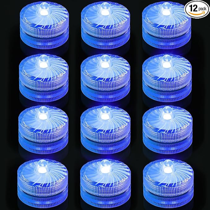 Blue Submersible Led Lights,Waterproof Tea Lights Mini Led Light Battery Operated for Vases Pool ... | Amazon (US)
