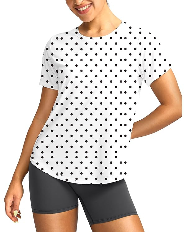 Women's Short Sleeve Workout Shirts Breathable UPF 50+ Sun Protection T-Shirts Quick Dry Gym Runn... | Amazon (US)