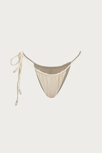 Beaded String Bottom (Faux Suede Cream) | SAME