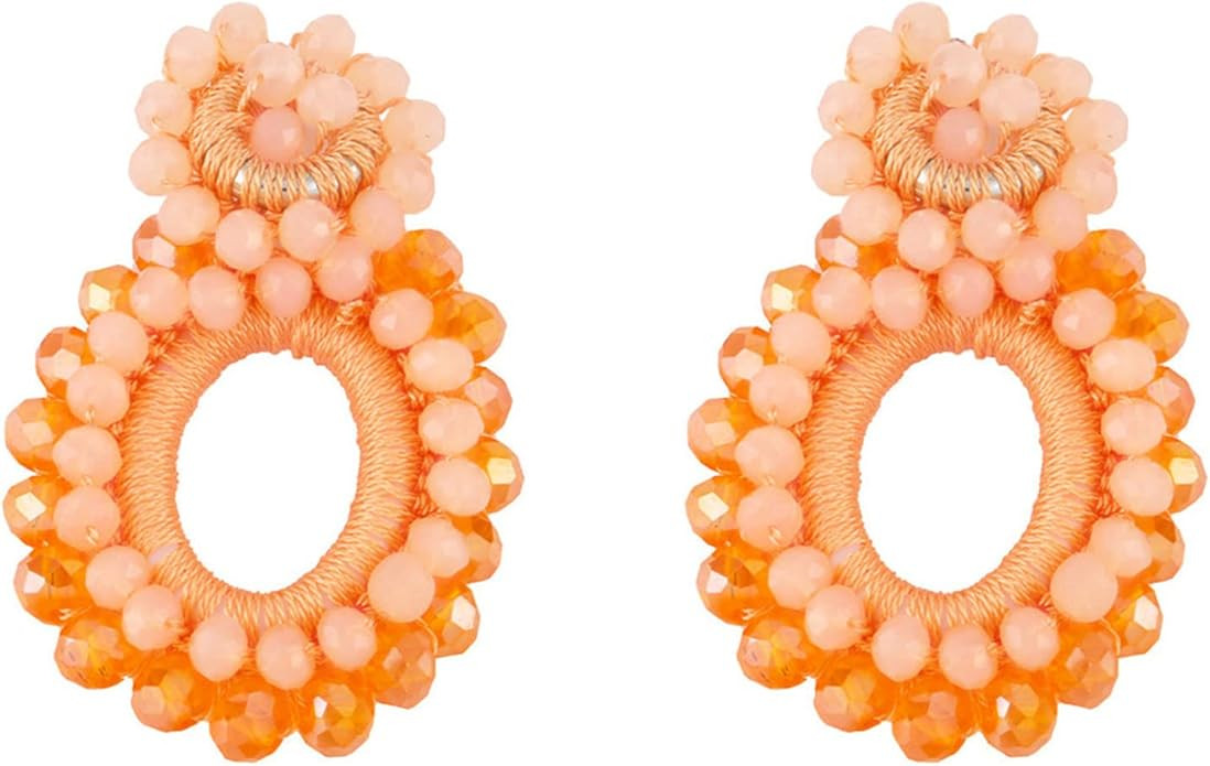 Bohemian Statement Acrylic Beaded Drop Dangle Earring Boho Handmade Resin Geometric Round Circle ... | Amazon (US)