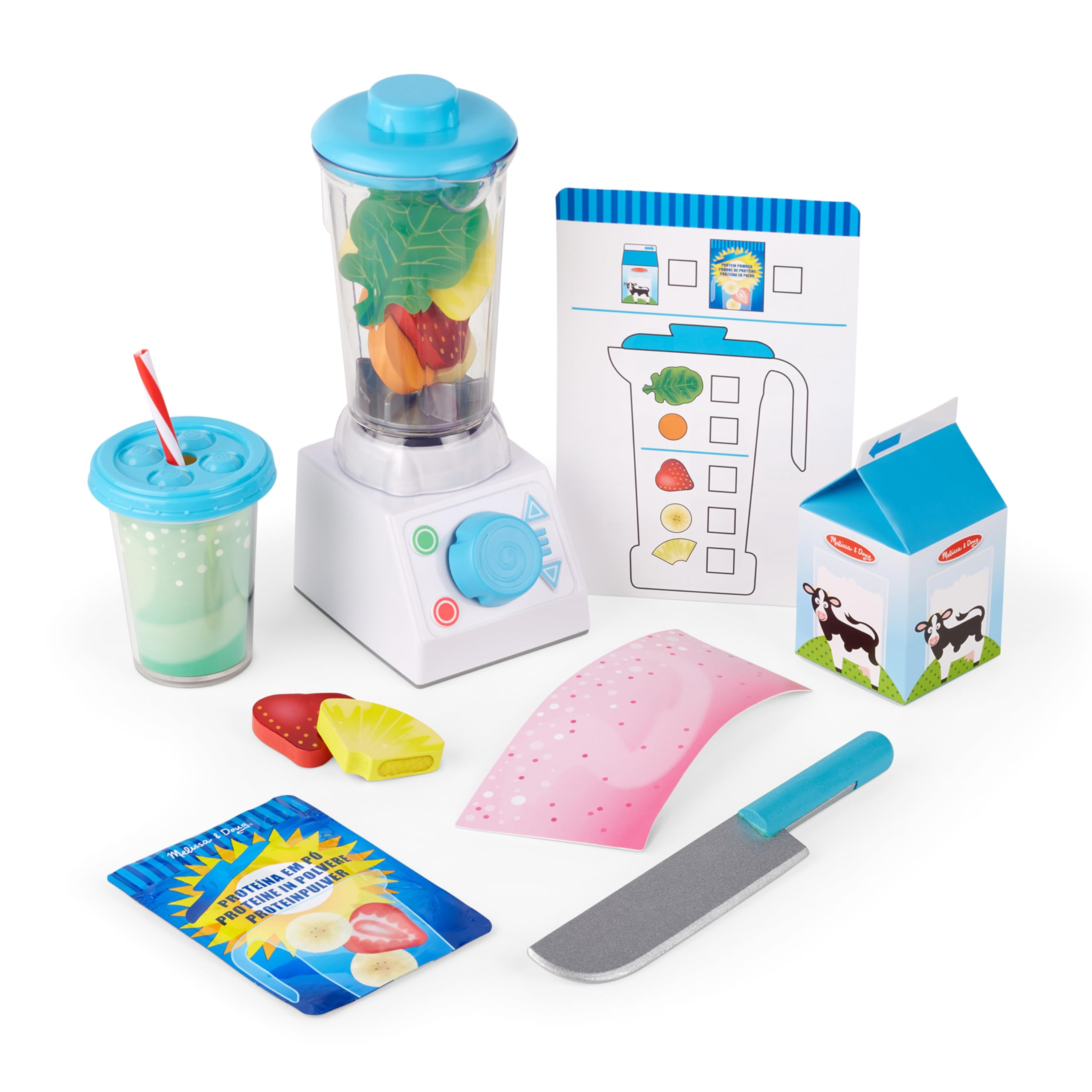 Melissa & Doug Smoothie Maker, Working Pretend Play Blender Set with Toy Food & Play Kitchen Acce... | Amazon (US)