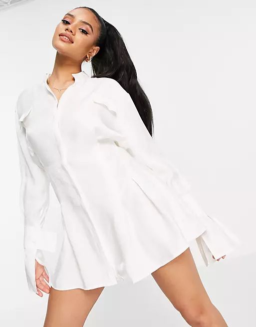 Aria Cove shirt dress with tennis skirt detail in white | ASOS (Global)