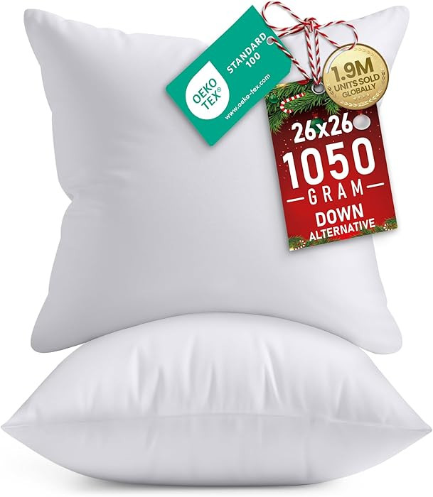 Utopia Bedding Throw Pillows Insert (Pack of 2, White) - 26 x 26 Inches Bed and Couch Pillows - I... | Amazon (US)