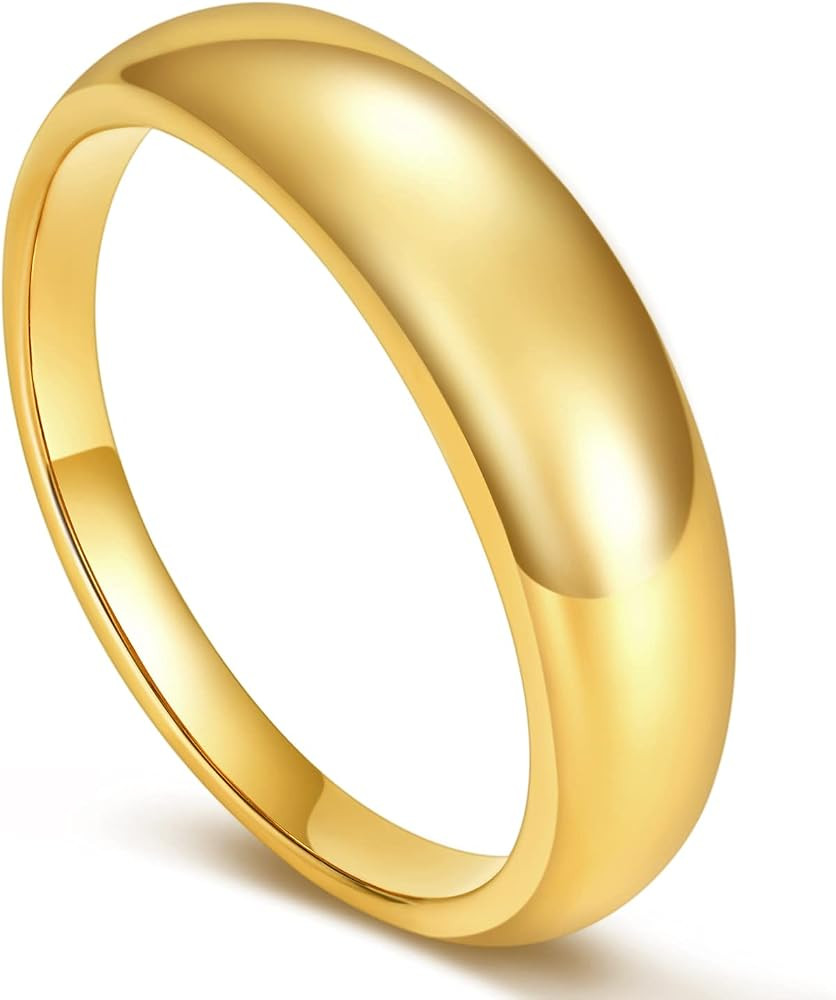 Greenpod 18k Gold Plated Stainless Steel Rings for Women Girls Thick Chunky Dome Rings Stacking W... | Amazon (US)