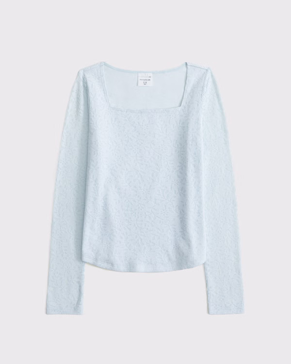 long-sleeve lace squareneck tee | Abercrombie & Fitch (US)