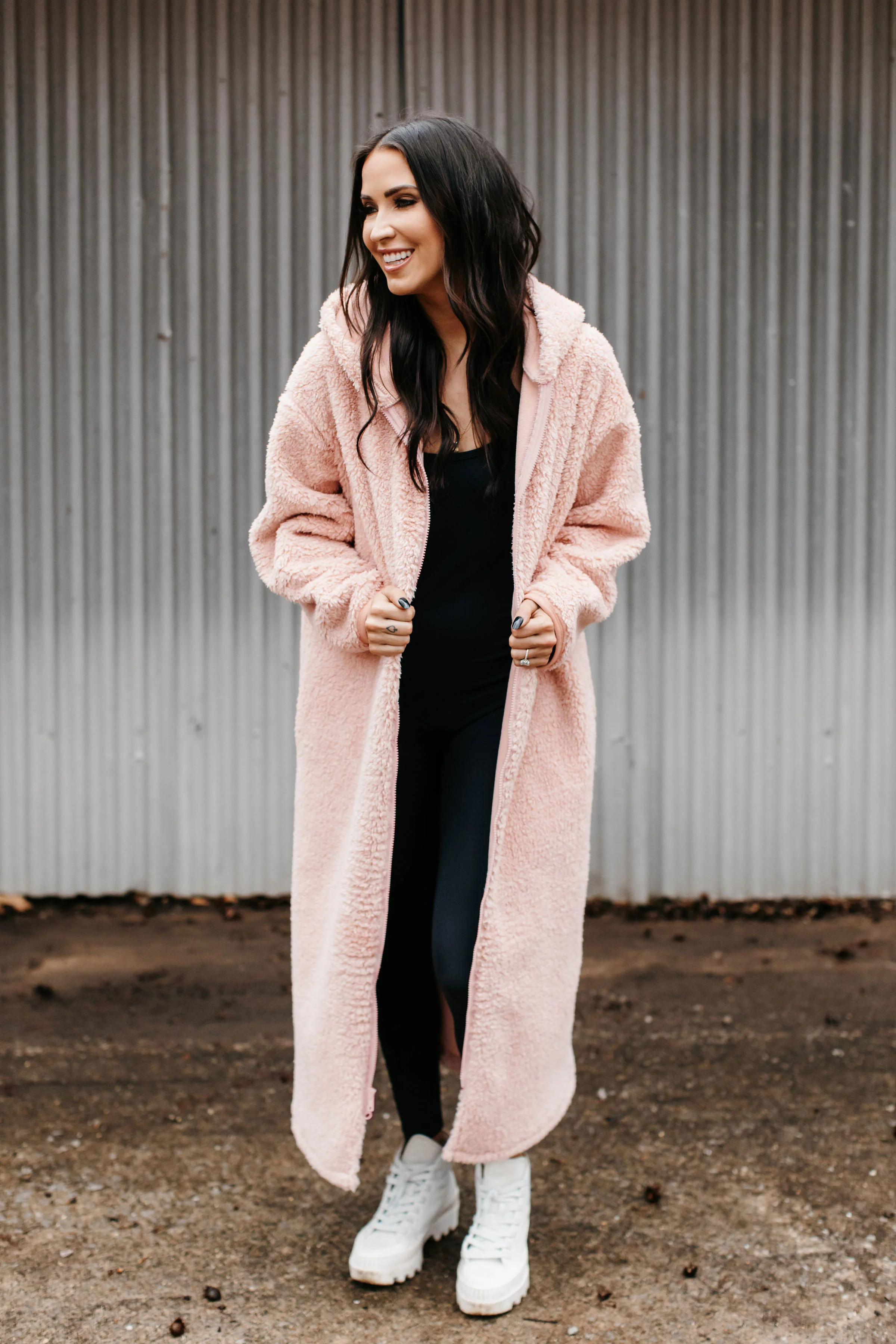 S+T x Kaitlyn Bristowe | UNWIND LONG TEDDY HOODIE IN ROSÉ PINK | SMASH+TESS