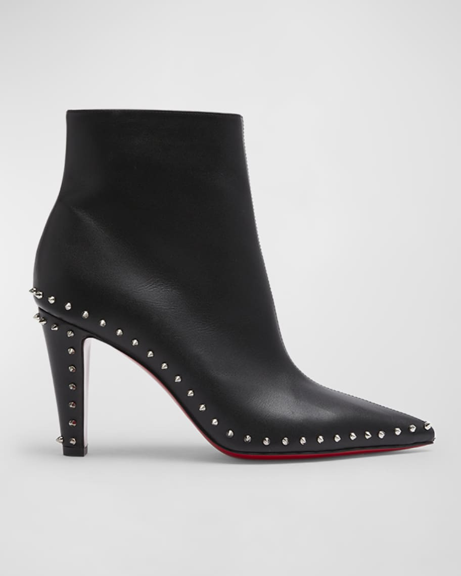 Christian Louboutin Vidura Spike Red Sole Leather Booties | Neiman Marcus
