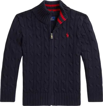 Polo Ralph Lauren Cotton Cable Zip Cardigan | Nordstrom | Nordstrom