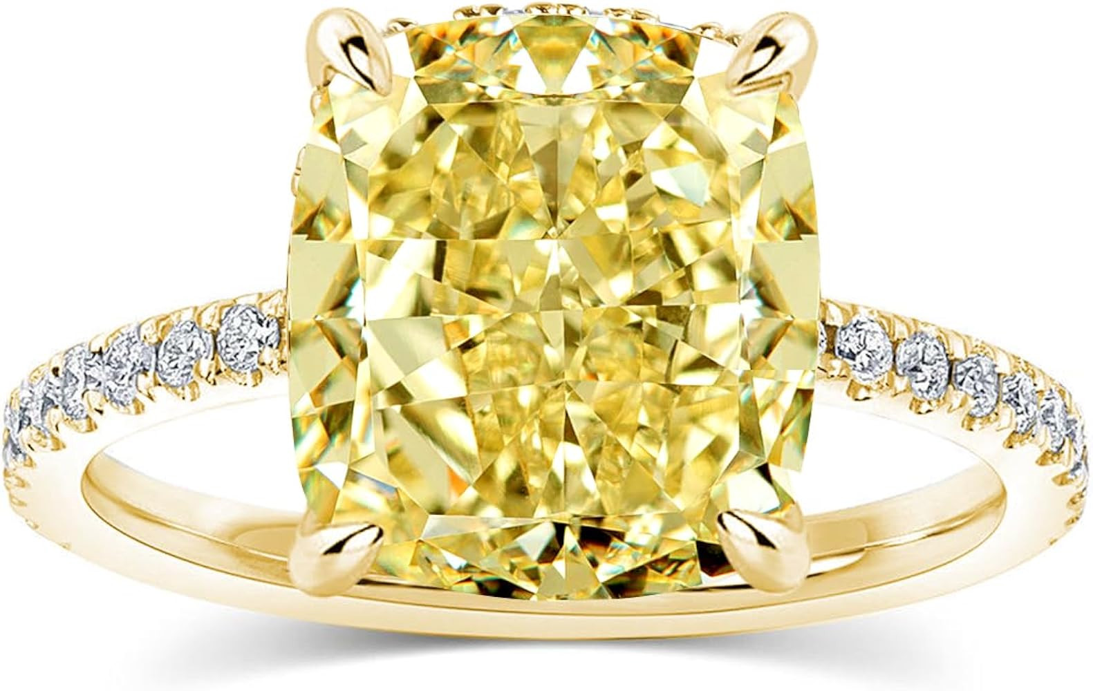 4CT Cushion Cut Promise Ring for Women, White/Yellow Stone 5A Grade Cubic Zirconia S925 Silver Ye... | Amazon (US)