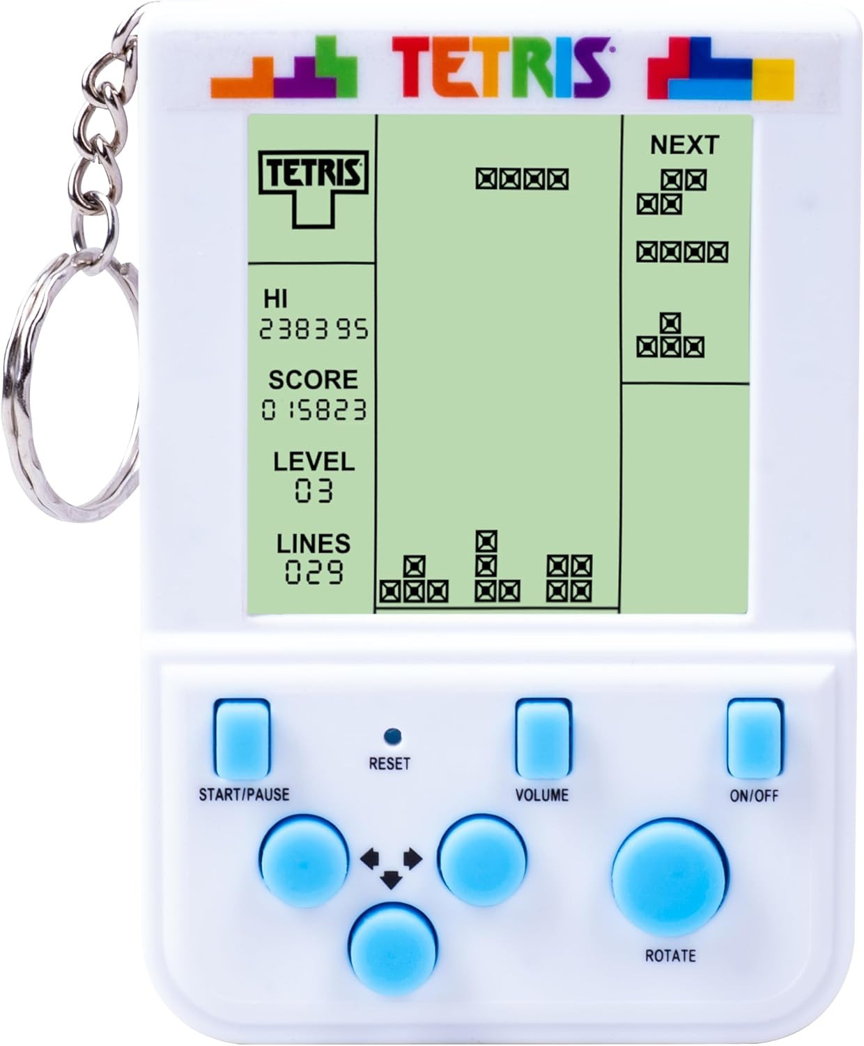 Tetris Keyring Handheld Arcade Game – Officially Licensed Mini Retro Console with LCD Screen, Sounds & 2 Game Modes – Portable Classic Puzzle Toy, Travel Gift, Retro Gamer. Officially Licensed. | Amazon (US)
